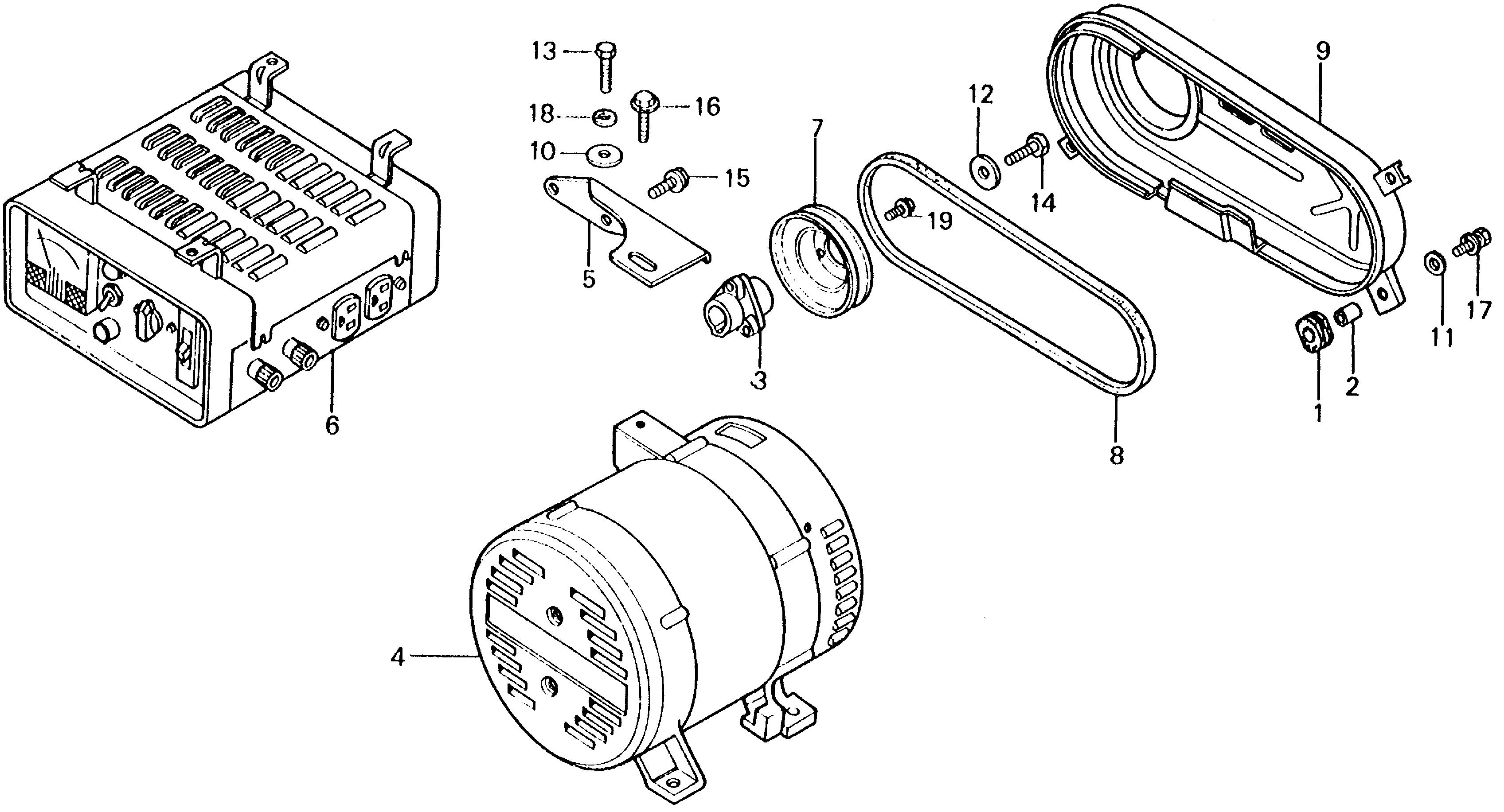 CONTROL BOX ASSY.        @ALTERNATOR ASSY.@BELT   COVER